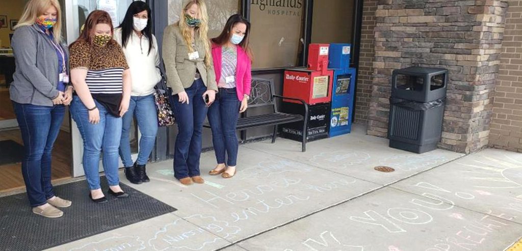 Chalk Messages Cheer Doctors, Nurses at Highlands 